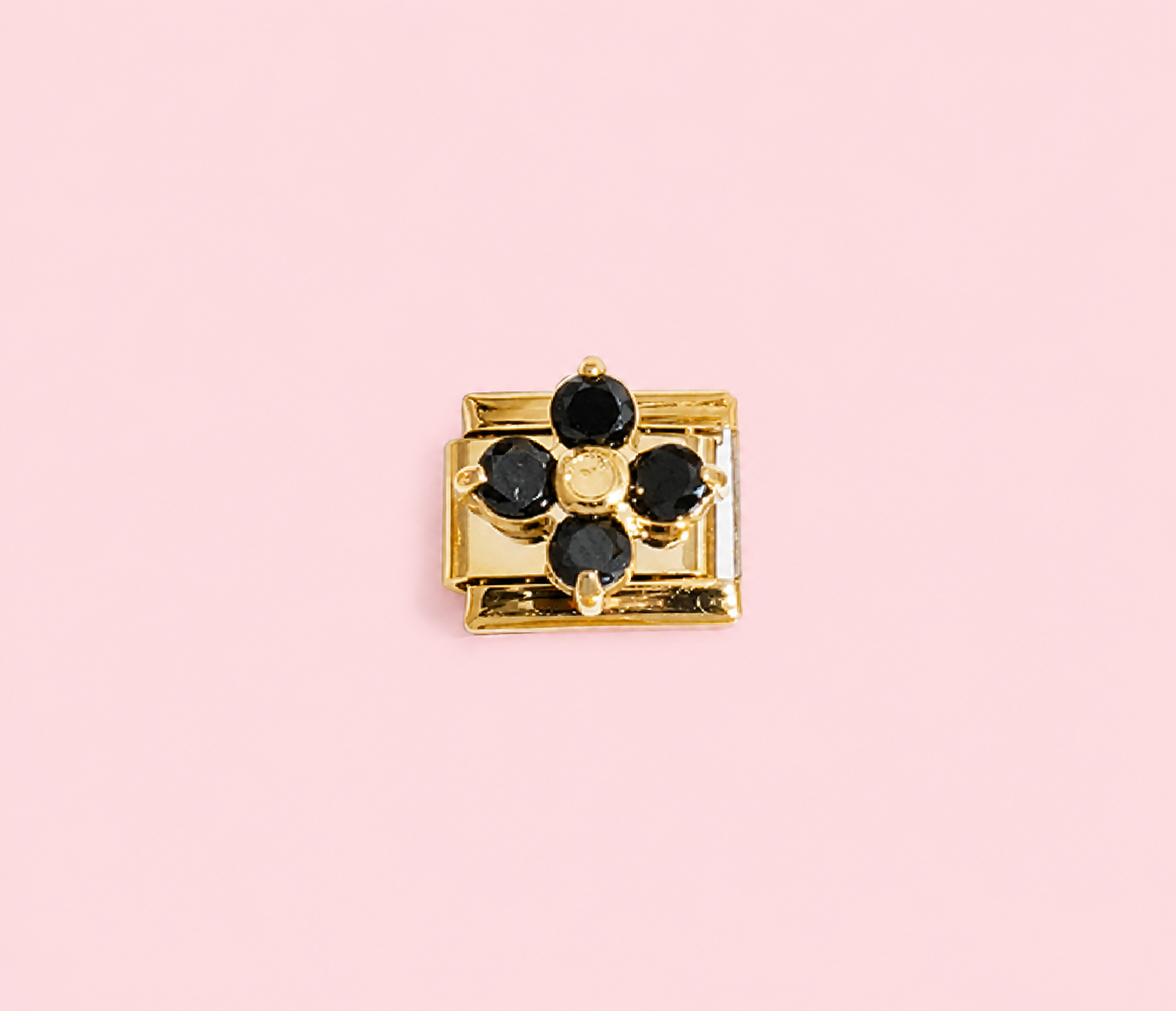 Black Onyx Clover Italian Charm