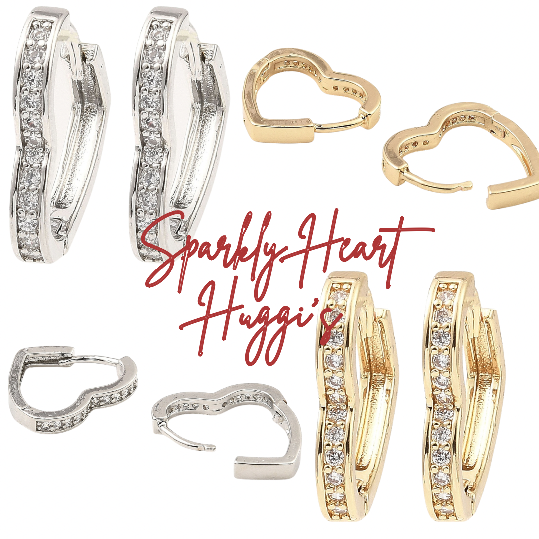 Sparkly Heart Huggie Hoops