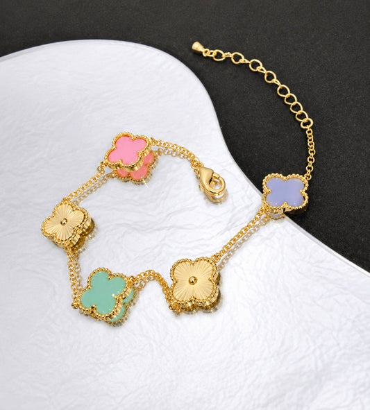 Gold Pastels Clover Bracelet