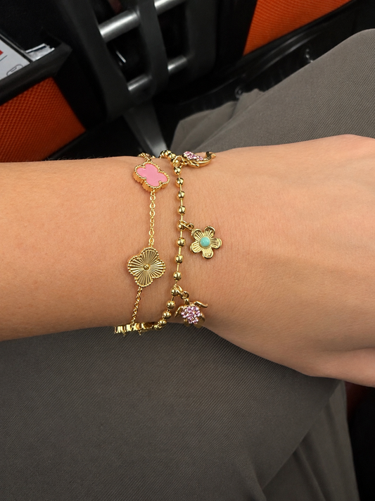 Gold Pastels Clover Bracelet